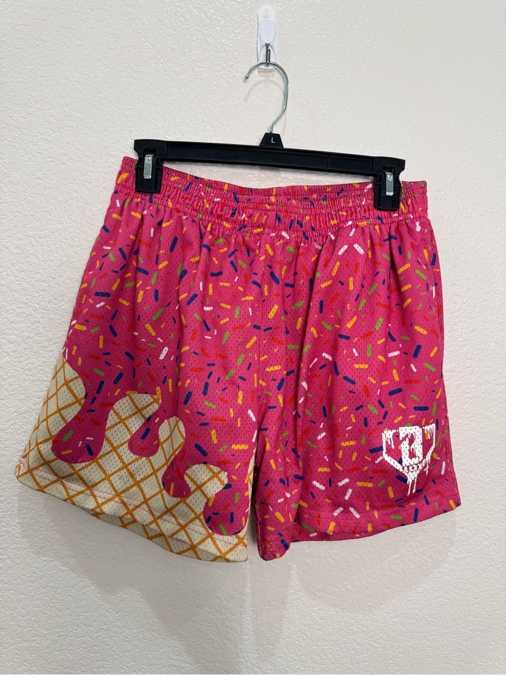 Baseball Lifestyle 101 Mens Boys M Pink Ice Cream Sprinkle Mesh Shorts BL101
